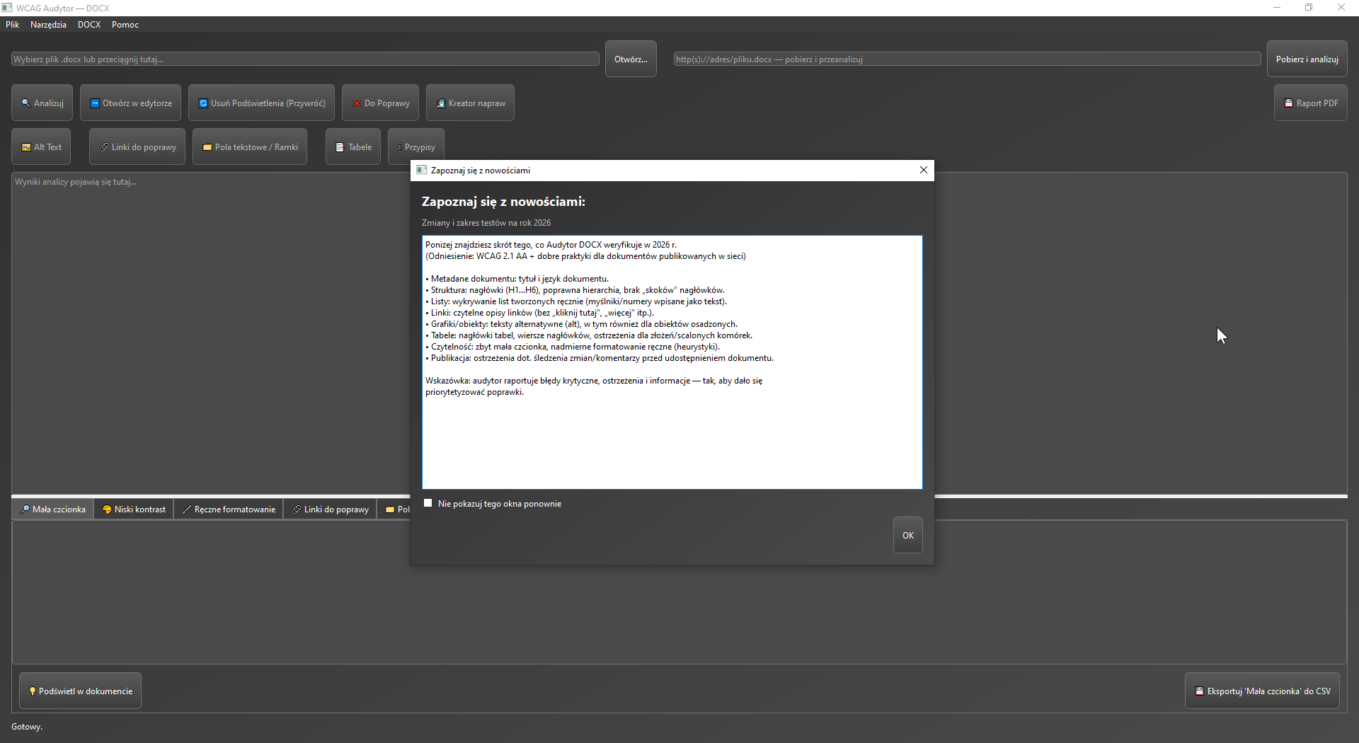 Screenshot: DOCX Auditor