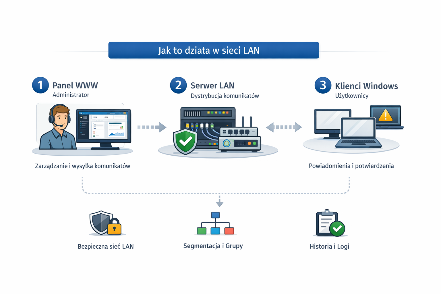 Notification Delivery System diagram in LAN